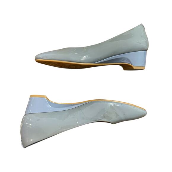 Taryn Rose Women’s Babs gray/blue patent leather kitten wedge heels, Size 7.5 - Picture 3 of 7
